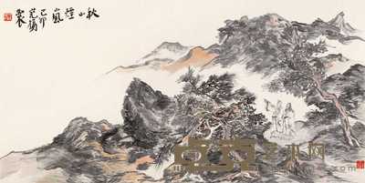 范扬 秋山烟岚 镜心 137×70cm
